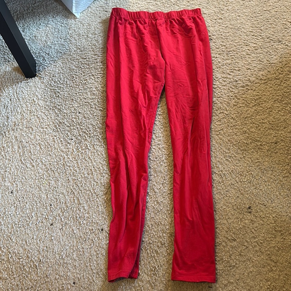RED COTTON LEGGINGS